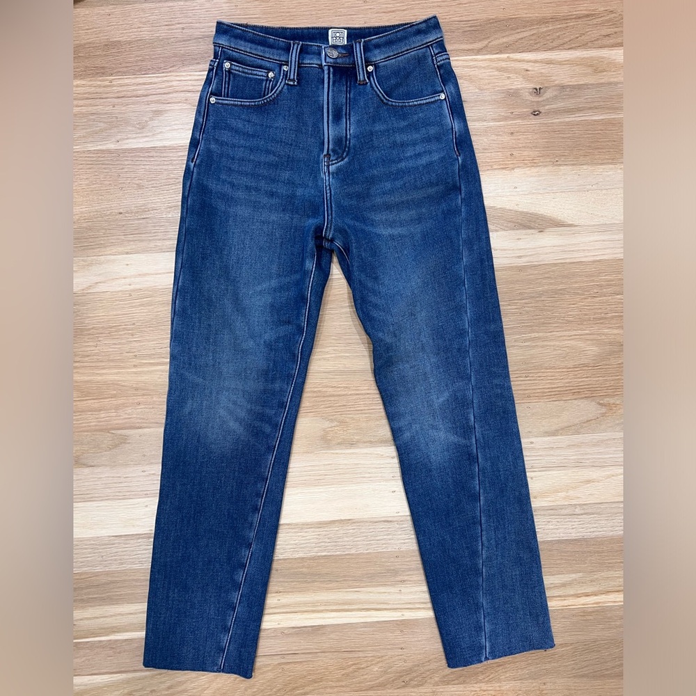 Toteme Twisted Seam High Rise Fleece Lined Jeans Cropped Size 25